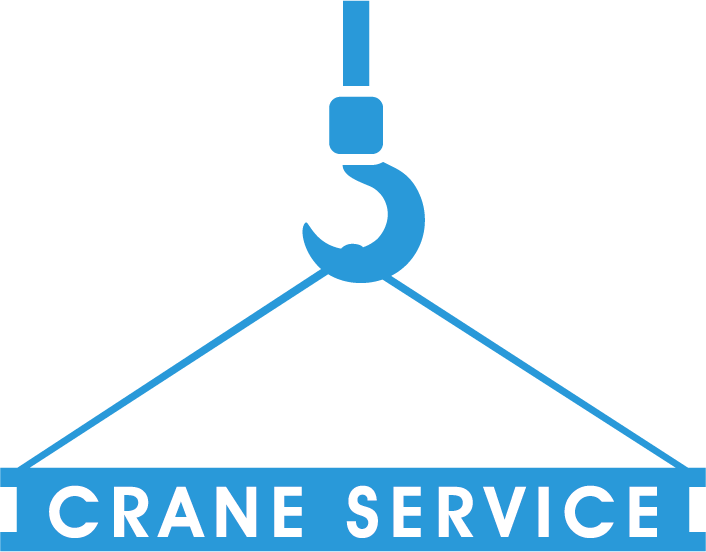 Blue's Crane Service logo. Blue on transparent background.