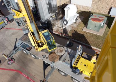 Overhead view of a Blue's Crane Service crane.